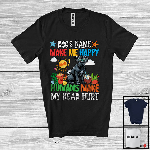 MacnyStore - Personalized Puppy's Custom Name Make Me Happy, Lovely Summer Vacation Cane Corso Owner T-Shirt