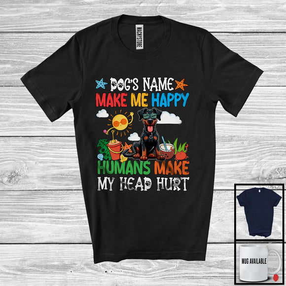 MacnyStore - Personalized Puppy's Custom Name Make Me Happy, Lovely Summer Vacation Doberman Owner T-Shirt