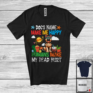 MacnyStore - Personalized Puppy's Custom Name Make Me Happy, Lovely Summer Vacation German Shepherd T-Shirt