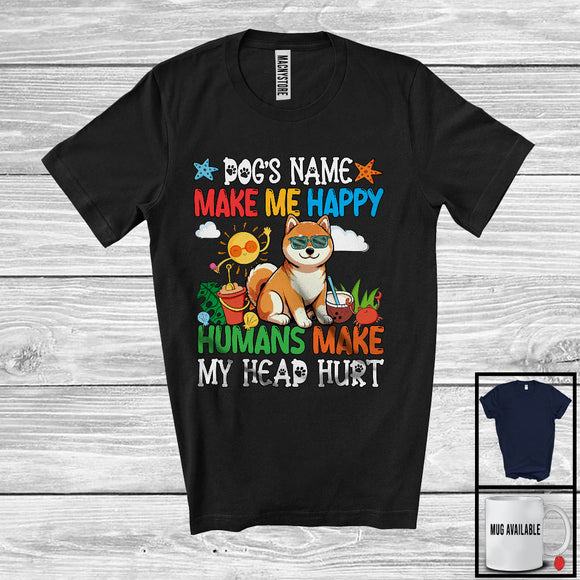 MacnyStore - Personalized Puppy's Custom Name Make Me Happy, Lovely Summer Vacation Shiba Inu Owner T-Shirt