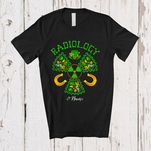 MacnyStore - Personalized Radiology; Joyful St. Patrick's Day Shamrocks; Custom Name X-Ray Tech Radiologist T-Shirt