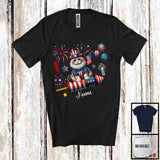 MacnyStore - Personalized Ragdoll Riding Firecracker, Lovely 4th Of July USA Flag Custom Name, Kitten Owner T-Shirt