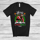 MacnyStore - Personalized Rainbow Merry Christmoose; Merry Christmas Lights Santa Moose Red Green T-Shirt