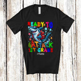 MacnyStore - Personalized Ready To Attack 1st Grade; Joyful 100th Day Of School Custom Name Shark Glasses T-Shirt