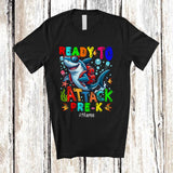 MacnyStore - Personalized Ready To Attack Pre-K; Joyful 100th Day Of School Custom Name Shark Glasses T-Shirt