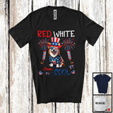 MacnyStore - Personalized Red White And Cool, Amazing 4th Of July Corgi Custom Name, Fireworks Patriotic T-Shirt