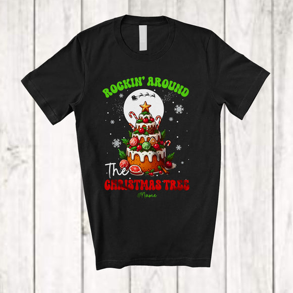 MacnyStore - Personalized Rockin' Around The Christmas Tree; Amusing Christmas Cake; Custom Name Family T-Shirt