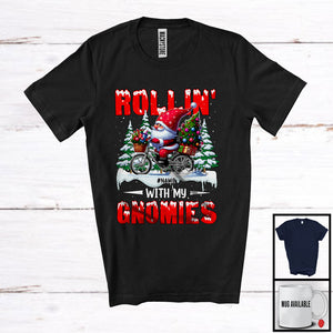 MacnyStore - Personalized Rollin' With My Gnomies; Fantastic Christmas Snowing; Custom Name Gnome Bicycle T-Shirt