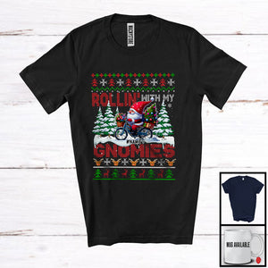 MacnyStore - Personalized Rollin' With My Gnomies; Fantastic Christmas Sweater Custom Name Gnome Bicycle T-Shirt