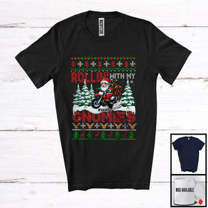 MacnyStore - Personalized Rollin' With My Gnomies; Fantastic Christmas Sweater Custom Name Gnome Dirt Bike T-Shirt