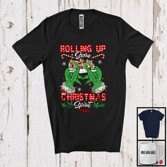 MacnyStore - Personalized Rolling Up Some Christmas Spirit; Lovely X-mas Custom Name Stoner Smoker T-Shirt