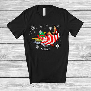 MacnyStore - Personalized Salmon Candy Canes Cosplay; Lovely Christmas Custom Name Elf Salmon; Sea Animal T-Shirt