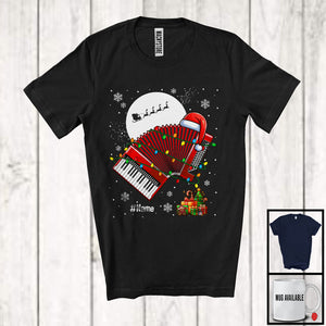 MacnyStore - Personalized Santa Accordion; Amazing Christmas Lights Custom Name Musical Instruments Player T-Shirt