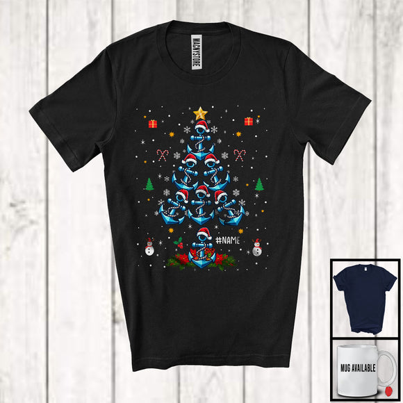 MacnyStore - Personalized Santa Anchor Christmas Tree; Amazing Custom Name Boating Sailing; Boat Ship T-Shirt