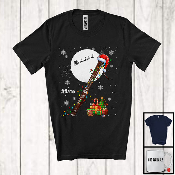 MacnyStore - Personalized Santa Bassoon; Amazing Christmas Lights Custom Name Musical Instruments Player T-Shirt