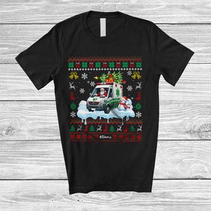 MacnyStore - Personalized Santa Christmas Tree On Ambulance; Joyful Sweater Snowman; Custom Name Driver T-Shirt