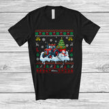 MacnyStore - Personalized Santa Christmas Tree On Tractor; Joyful Sweater Snowman; Custom Name Driver T-Shirt