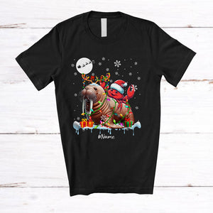 MacnyStore - Personalized Santa Crab Riding Reindeer Walrus; Awesome Christmas Custom Name Sea Animal T-Shirt