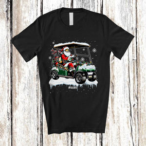 MacnyStore - Personalized Santa Golf Cart; Wonderful Christmas Lights Custom Name Golf Player; Snowing T-Shirt