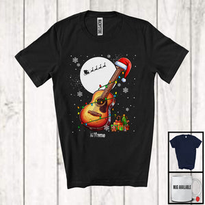 MacnyStore - Personalized Santa Guitar; Amazing Christmas Lights Custom Name Musical Instruments Player T-Shirt