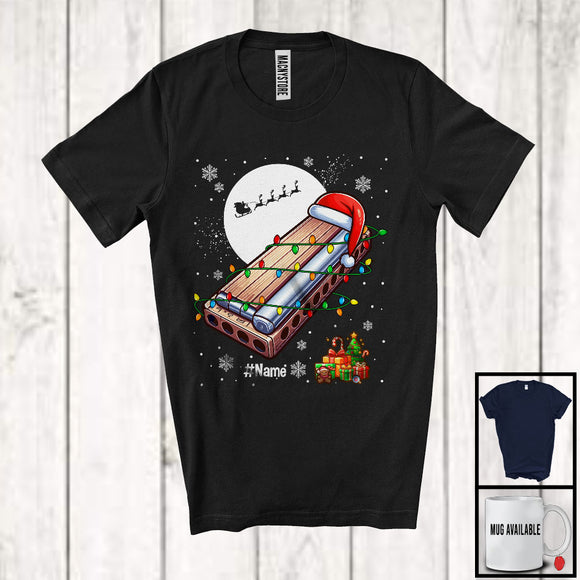 MacnyStore - Personalized Santa Harmonica; Amazing Christmas Lights Custom Name Musical Instruments Player T-Shirt