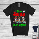 MacnyStore - Personalized Santa I Can Explain; Cheerful Christmas Custom Name Three Shetland Sheepdogs T-Shirt