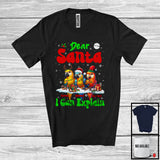 MacnyStore - Personalized Santa I Can Explain; Cheerful Christmas Lights Custom Name Three Parrots; Snowing T-Shirt