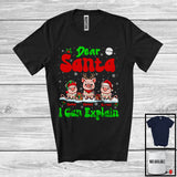 MacnyStore - Personalized Santa I Can Explain; Cheerful Christmas Lights Custom Name Three Pigs; Farm Farmer T-Shirt