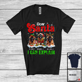 MacnyStore - Personalized Santa I Can Explain; Merry Christmas Custom Name Three Leonbergers; Snowing T-Shirt