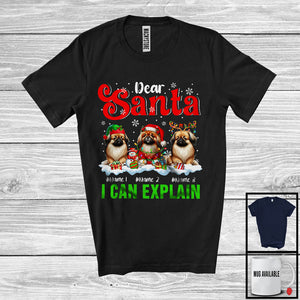 MacnyStore - Personalized Santa I Can Explain; Merry Christmas Custom Name Three Pekingeses; Snowing T-Shirt