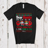 MacnyStore - Personalized Santa I'm A Good Dental Assistant; Joyful Christmas Sweater Tooth; Custom Name Dentist T-Shirt