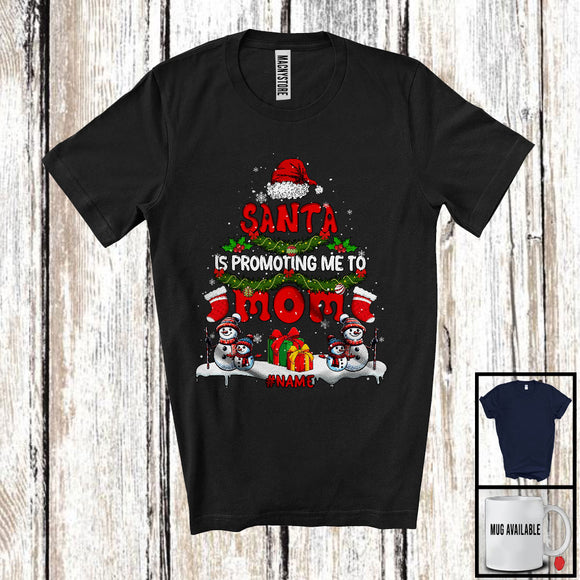 MacnyStore - Personalized Santa Is Promoting Me To Mom; Merry Christmas Santa Tree; Custom Name Family T-Shirt