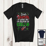 MacnyStore - Personalized Santa It Wasn't Me Cello; Joyful Christmas Plaid; Custom Name Musical Instruments T-Shirt