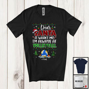 MacnyStore - Personalized Santa It Wasn't Me Volleyball; Joyful Christmas Plaid; Custom Name Sport Player T-Shirt