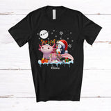 MacnyStore - Personalized Santa Penguin Riding Reindeer Axolotl; Awesome Christmas Custom Name Sea Animal T-Shirt