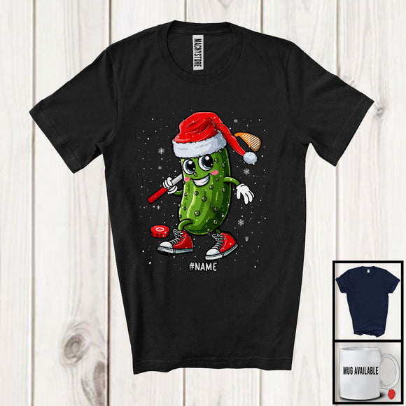 MacnyStore - Personalized Santa Pickle Playing Baseball; Lovely Christmas Custom Name Sport Player Team T-Shirt