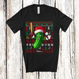 MacnyStore - Personalized Santa Pickle Playing Baseball; Lovely Christmas Sweater Custom Name Sport Player T-Shirt