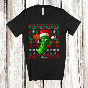 MacnyStore - Personalized Santa Pickle Playing Basketball; Lovely Christmas Sweater Custom Name Sport Player T-Shirt