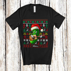 MacnyStore - Personalized Santa Pickle Playing Guitar; Lovely Christmas Sweater Custom Name Sport Player T-Shirt