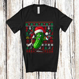 MacnyStore - Personalized Santa Pickle Playing Hockey; Lovely Christmas Sweater Custom Name Sport Player T-Shirt