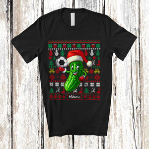 MacnyStore - Personalized Santa Pickle Playing Soccer; Lovely Christmas Sweater Custom Name Sport Player T-Shirt