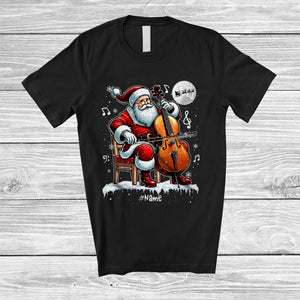 MacnyStore - Personalized Santa Playing Cello; Merry Christmas Custom Name Cello Musical Instruments Player T-Shirt