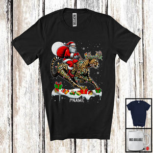 MacnyStore - Personalized Santa Riding Cheetah Reindeer; Wonderful Christmas Custom Name Family; Animal T-Shirt