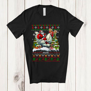 MacnyStore - Personalized Santa Riding Chicken; Amusing Christmas Sweater Chicken; Custom Name Farmer Farm T-Shirt