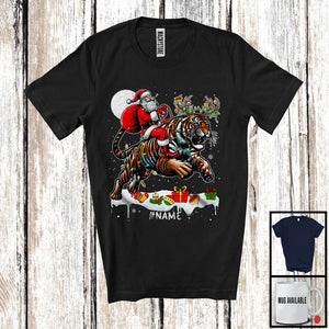 MacnyStore - Personalized Santa Riding Tiger Reindeer; Wonderful Christmas Custom Name Family; Tiger Animal T-Shirt