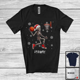 MacnyStore - Personalized Santa Skeleton Playing Basketball, Joyful Christmas Custom Name Basketball Player T-Shirt