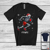 MacnyStore - Personalized Santa Skeleton Playing Football, Joyful Christmas Custom Name Football Player T-Shirt