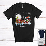 MacnyStore - Personalized Santa Sleigh Cow With Baby Cows; Wonderful Christmas Moon; Custom Name Farmer T-Shirt