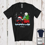 MacnyStore - Personalized Santa Tractor Carrying X-mas Tree; Awesome Christmas Custom Name Driver Farmer T-Shirt