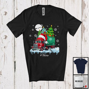 MacnyStore - Personalized Santa Truck Carrying X-mas Tree; Awesome Christmas Custom Name Driver Trucker T-Shirt